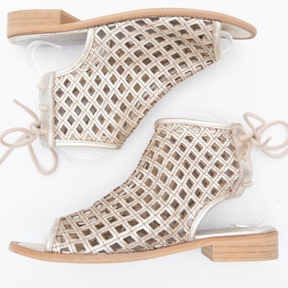 Musse & Cloud Gold Aimy Laser Cut Sandals Size 38 US 7-7.5 - Picture 5 of 10